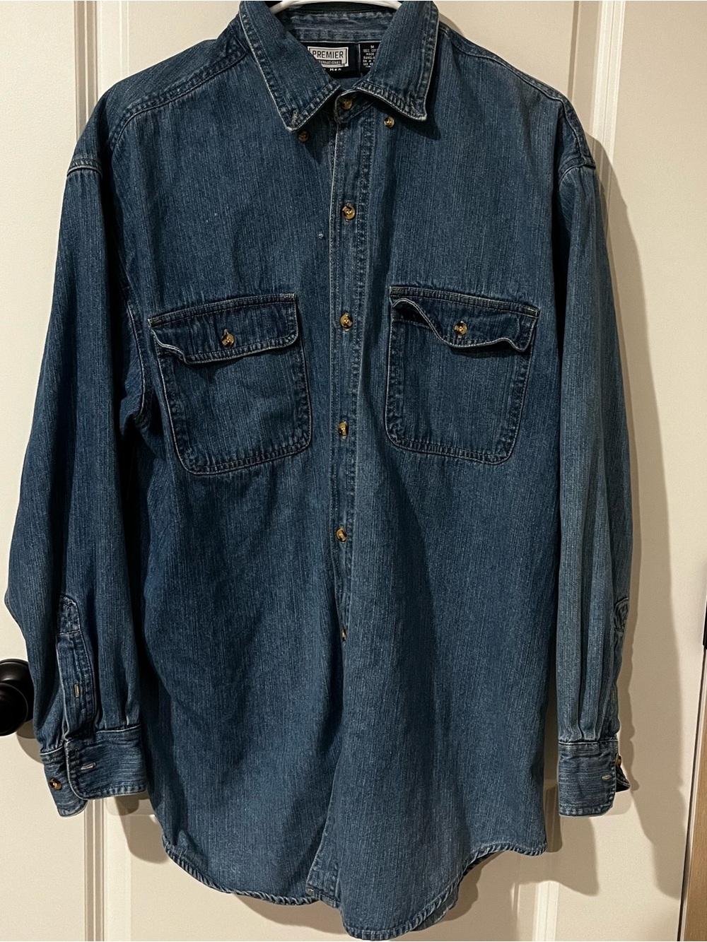 Vintage 1990s premier international denim button up top, med